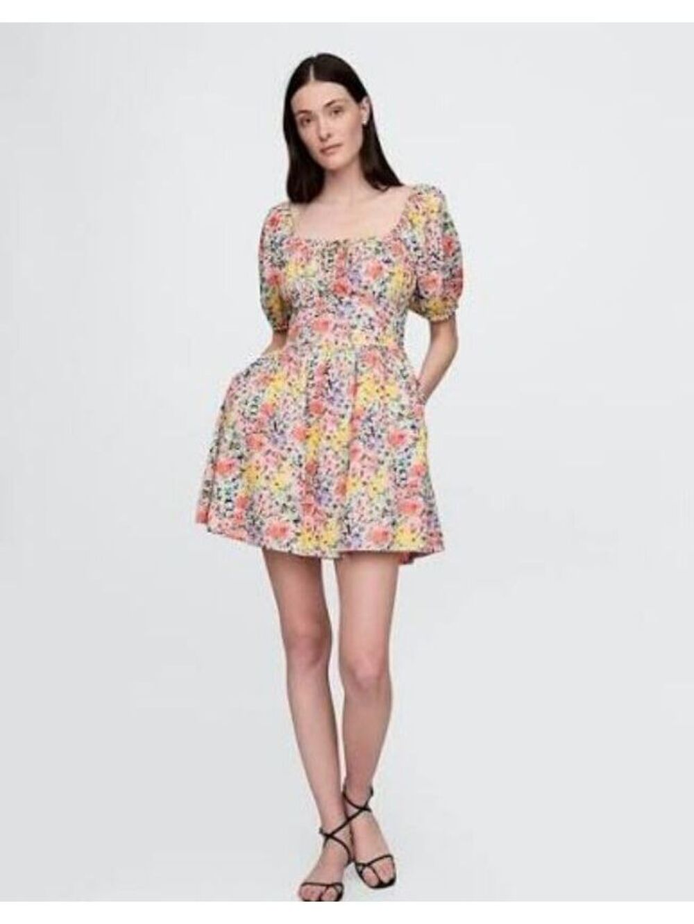 Gap Puff-Sleeve Mini Dress Multi Floral Print NWOT